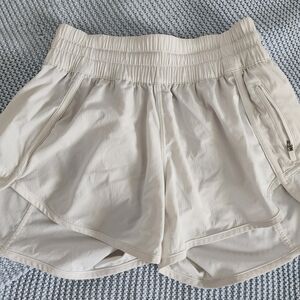 Women's White Elastic Waist Shorts